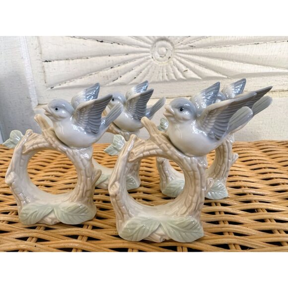 Vintage 60's Otagiri Porcelain Bird Napkin Rings Japan set of 4 - Picture 5 of 11